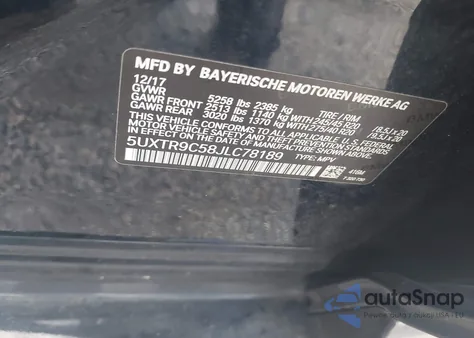 2018 BMW X3 xDrive30I z USA, uszkodzony, nr VIN 5UXTR9C58JLC78189